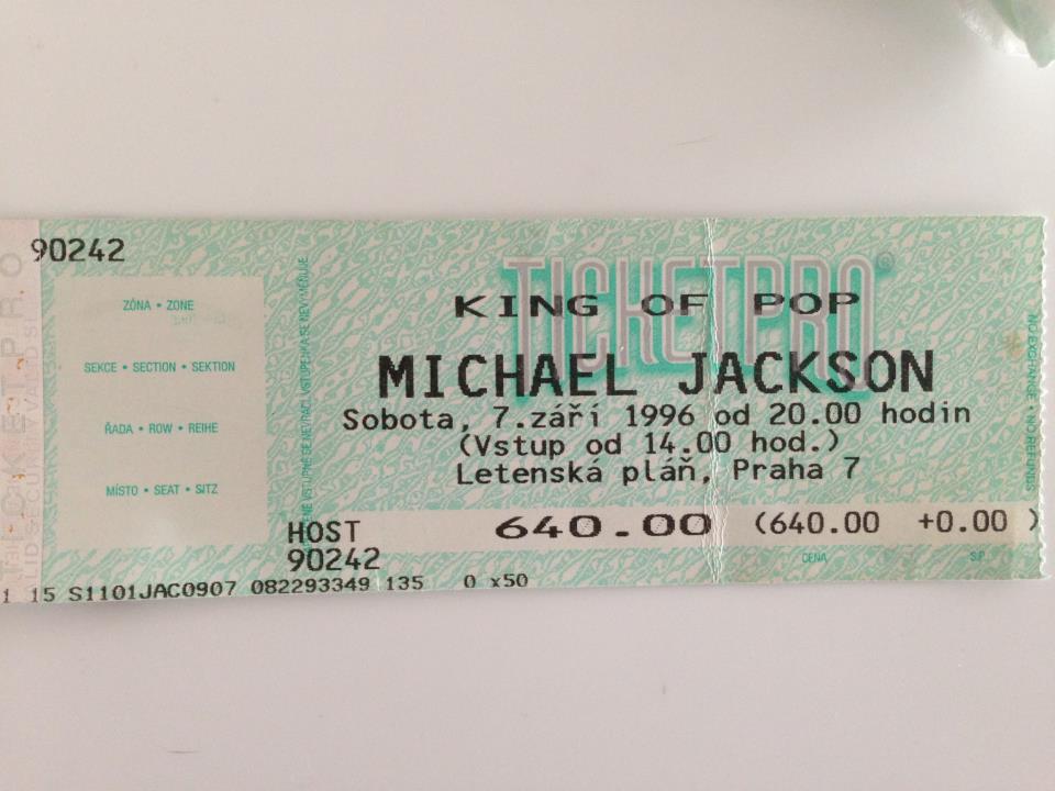 LĂ­stok na koncert Michaela Jacksona - 1996
